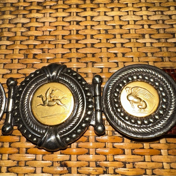 VTG 90 Brighton Museum Collection Brown Roman Coins Pegasus Brown Leather Belt - Picture 5 of 10